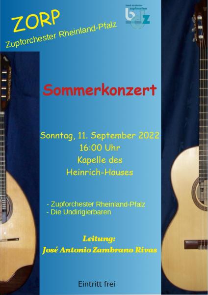 Sommerkonzert des ZORP am 11. September 2022 in der Kapelle des Heinrichhauses in Engers.